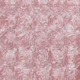90x132inch Blush / Rose Gold Grandiose 3D Rosette Satin Rectangle Tablecloth#whtbkgd