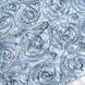 90x132inch Dusty Blue Grandiose 3D Rosette Satin Rectangle Tablecloth#whtbkgd