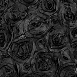 90x132inch Black Grandiose 3D Rosette Satin Rectangle Tablecloth#whtbkgd
