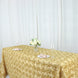 90x132inch Champagne Grandiose 3D Rosette Satin Rectangle Tablecloth