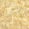 90x132inch Champagne Grandiose 3D Rosette Satin Rectangle Tablecloth#whtbkgd