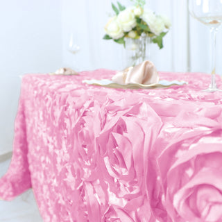 Create a Dreamlike Ambiance with Pink Rosette Tablecloth