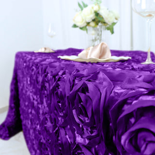 Create a Lavish Purple Paradise with Our Rosette Satin Tablecloth