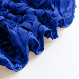 90x132inch Royal Blue Grandiose 3D Rosette Satin Rectangle Tablecloth
