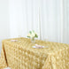 90" x 156" Champagne Grandiose Rosette 3D Satin Rectangle Tablecloth