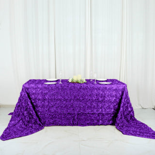 Elegant and Luxurious Purple Rosette Tablecloth for Your Special Event