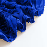 90" x 156" Royal Blue Grandiose Rosette 3D Satin Rectangle Tablecloth