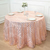 120inch Blush Rose Gold Geometric Glitz Art Deco Sequin Round Tablecloth