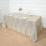 90x132inch Champagne Geometric Glitz Art Deco Sequin Rectangular Tablecloth