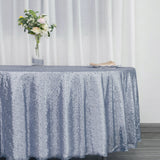 108" Dusty Blue Premium Sequin Tablecloth, Round Glitter Table Cloth