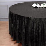 108" Black Premium Sequin Round Tablecloth