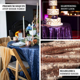 108" Dusty Blue Premium Sequin Tablecloth, Round Glitter Table Cloth