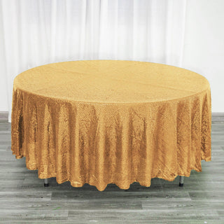 Enhance Your Event with the Stunning 108" Gold Sequin Tablecloth