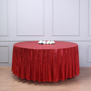 Add a Touch of Elegance with the Red Seamless Premium Sequin Round Tablecloth