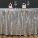 108 inches Silver Premium Sequin Round Tablecloth