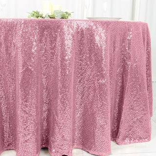 Elevate Your Event with the Pink Seamless Premium Sequin Round Tablecloth