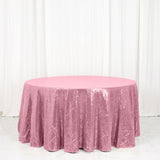 120" Pink Premium Sequin Round Tablecloth