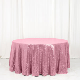 Transform Your Event with the Pink Seamless Premium Sequin Round Tablecloth