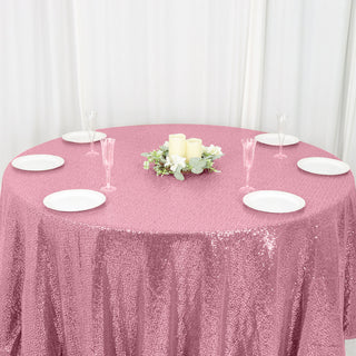 Create a Luxurious Ambiance with the Pink Seamless Premium Sequin Round Tablecloth