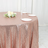 120 inches Rose Gold|Blush Premium Sequin Round Tablecloth