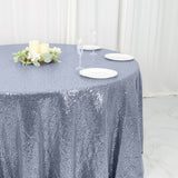 120 inches Dusty Blue Premium Sequin Round Tablecloth