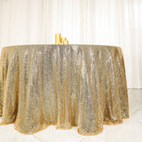 120" Champagne Premium Sequin Round Tablecloth