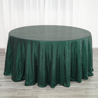 Elevate Your Event with the Emerald Green Sequin Round Tablecloth