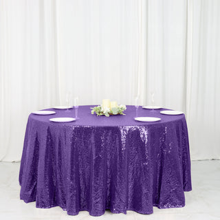 Elevate Your Event with the Purple Sequin Tablecloth