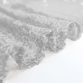 Create an Enchanting Atmosphere with the 120" Silver Seamless Premium Sequin Round Tablecloth