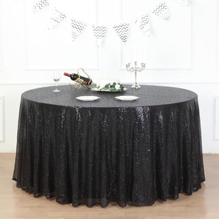 Elevate Your Event Decor with the Black Seamless Premium Sequin Round Tablecloth