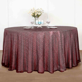 Burgundy Sequin Round Tablecloth - Add Glamour and Elegance to Your Event