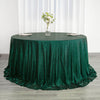 132Inches Hunter Emerald Green Premium Sequin Round Tablecloth, Sparkly Tablecloth
