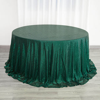 Add a Touch of Elegance with the Hunter Emerald Green Sequin Round Tablecloth