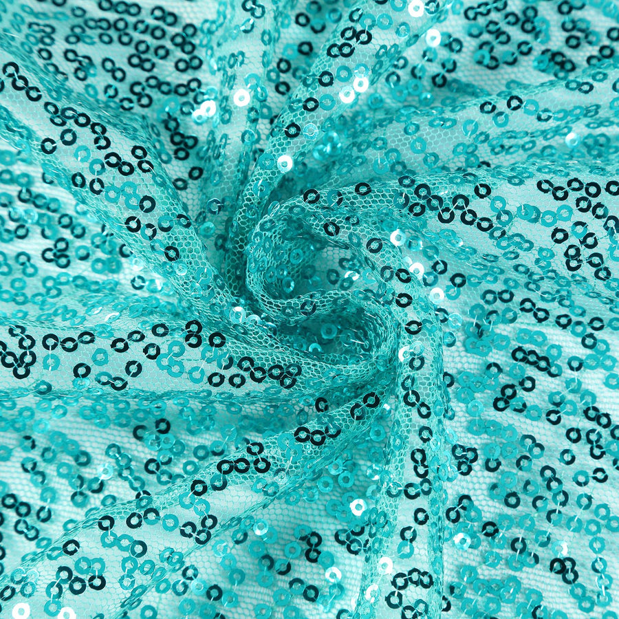 132" Turquoise Premium Sequin Tablecloth, Round Glitter Table Cloth#whtbkgd
