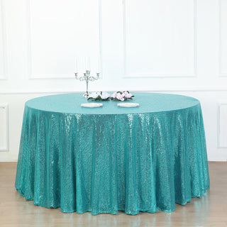 Turquoise Sequin Tablecloth - Add Sparkle and Elegance to Your Event