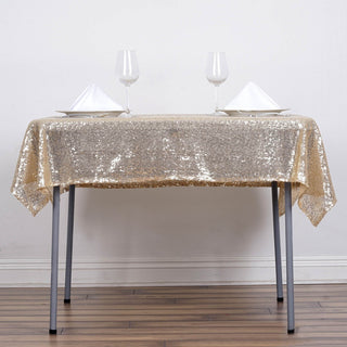 Elevate Your Event with the Champagne Sequin Tablecloth