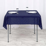 54 inch x 54 inch Navy Blue Premium Sequin Square Tablecloth 