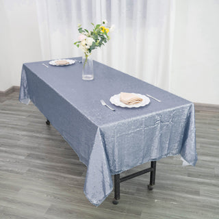 Elevate Your Event with the Dusty Blue Sequin Rectangle Tablecloth