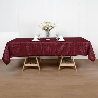 Elevate Your Event Decor with the Burgundy Sequin Tablecloth