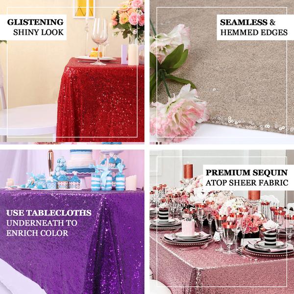 60x102 inches Dusty Blue Premium Sequin Rectangle Tablecloth