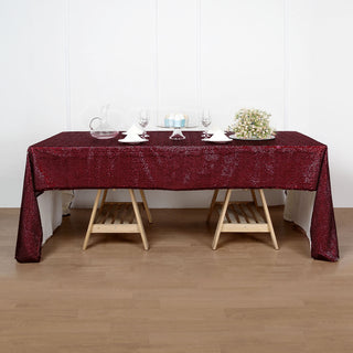 Elevate Your Event with the Burgundy Sequin Tablecloth