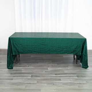 Add a Touch of Elegance with the Hunter Emerald Green Sequin Rectangle Tablecloth
