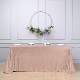 Elevate Your Event with the Rose Gold Sequin Tablecloth