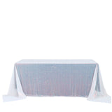 90Inchx132Inch Iridescent Blue Premium Sequin Rectangle Tablecloth