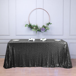 Elevate Your Event with the Shimmery Black Sequin Tablecloth