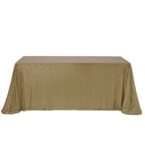 90 inch x 132 inch Champagne Premium Sequin Rectangle Tablecloth