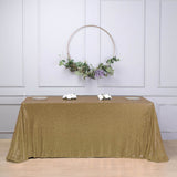 90 inch x 132 inch Champagne Premium Sequin Rectangle Tablecloth