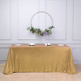 90 inch x 132 inch Gold Premium Sequin Rectangle Tablecloth