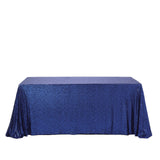 90 inch x 132 inch Navy Blue Premium Sequin Rectangle Tablecloth