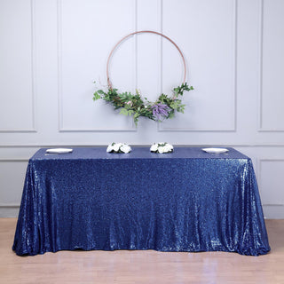 Elevate Your Event Decor with the Navy Blue Sequin Tablecloth